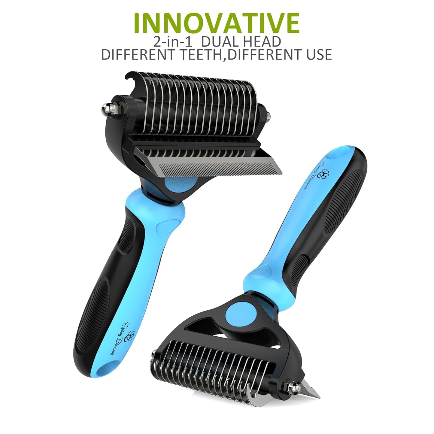 Spring Blossoms-2 in 1 Professional Grooming Rake for Cats & Dogs-Dematting Comb for Easy Mats & Tangles Removing,Pet Brush Safe No More Nasty Shedding and Flying Hair (Orange)