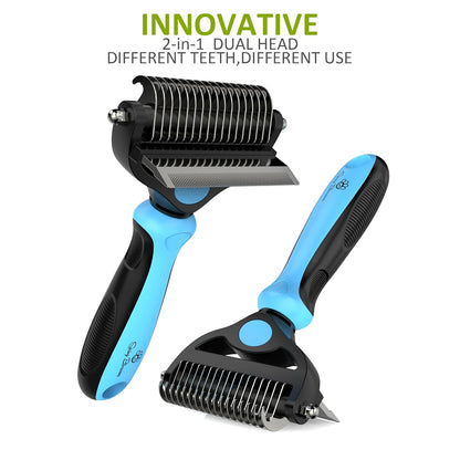 Spring Blossoms-2 in 1 Professional Grooming Rake for Cats & Dogs-Dematting Comb for Easy Mats & Tangles Removing,Pet Brush Safe No More Nasty Shedding and Flying Hair (Orange)
