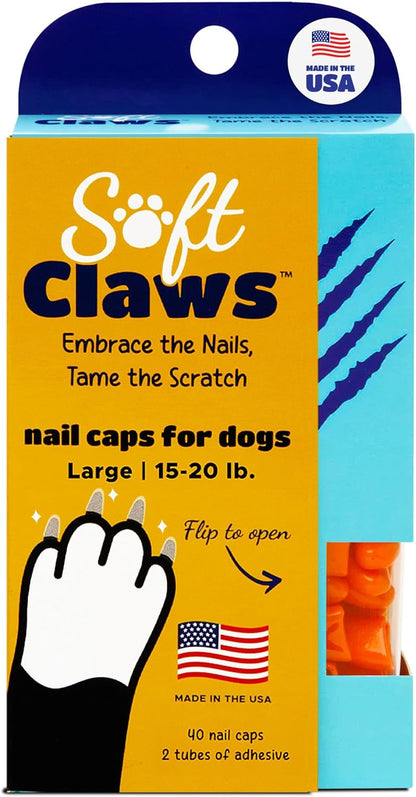 Soft Claws Nail Caps for Dogs with Non-Slip Design Made in USA - 40 Dog Nail Covers for Long-Lasting Protection of Floors and Furniture - Silver, XX-Large