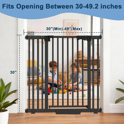 41" Extra Tall Dog Gate Indoor,30-62.5" Wide Heavy Duty Pet Gate for Doorways,Baby Gate with Walk Through and Auto Close, Pressure Mounted, Suitable for Stairs,Kitchen,White