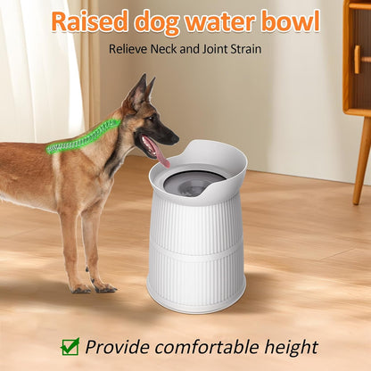 Salodal Elevated Dog Bowls Large Sized,15.4in High Raised Stand,4.4L No Spill Dog Water Bowl,Stainless Steel Bowl,Adjustable,Non-tip,Non-Slip, Water Dispenser for Large Medium Pets
