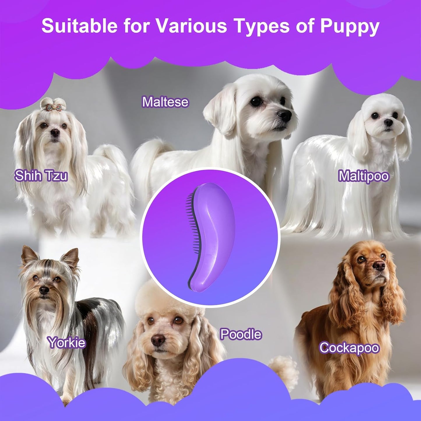 Small Dog Brush- Grooming Tool for Teddy, Yorkies, Maltese, Shih Tzu, Chihuahua - Puppy Hair Brush (Blue)