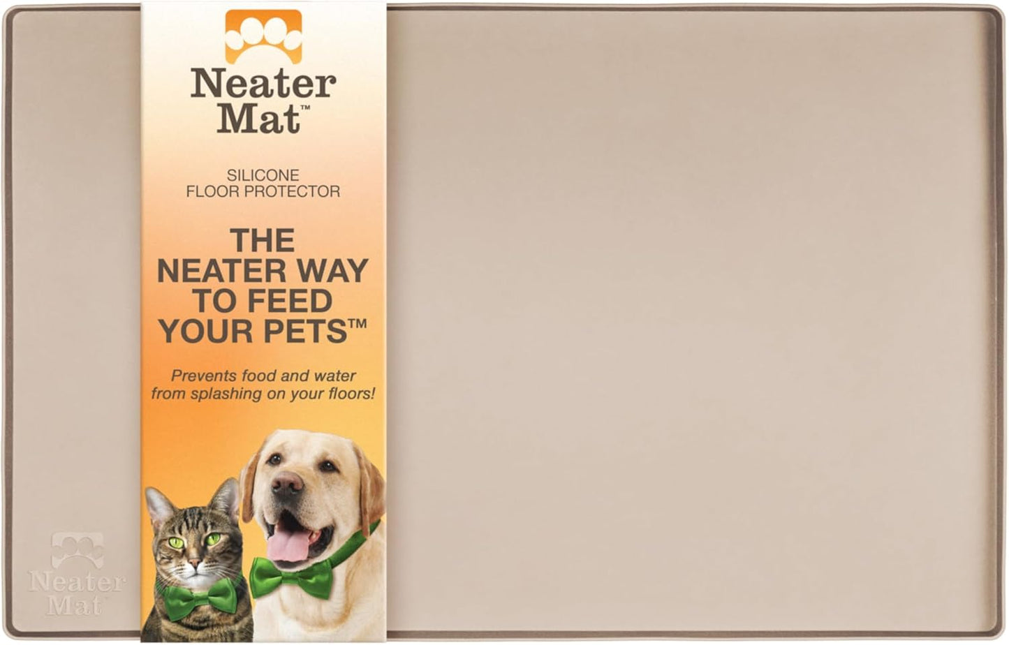 Neater Pet Brands Neater Mat Cat & Dog Food Mat, Waterproof & BPA-Free Silicone Placemat with Raised Edge for Under Food and Water Bowls, 19" x 12", Gunmetal Grey