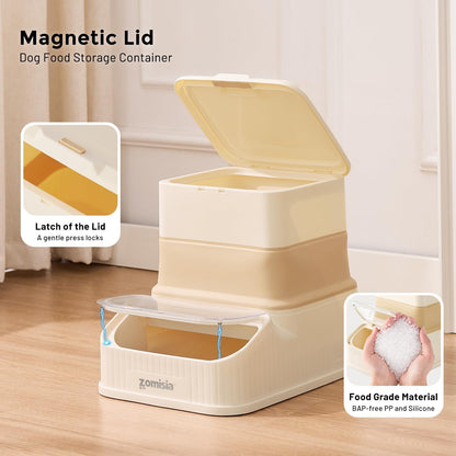 ZOMISIA 30-40lbs Collapsible Dog Food Storage - First-in, First-out Easy Dispense Base for Freshness, Pet Food Storage Containers with Transparent Lid and Scoop