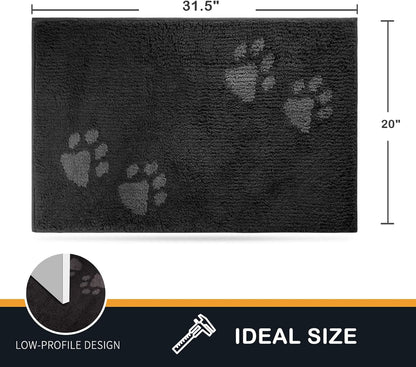 PURRUGS Dirt Trapping Door Mat 20" x 31.5", Non-Skid/Slip Machine Washable Microfiber Entrance Rug, Shoes Scraper, Dog Doormat, Super Absorbent Floor Mat for Muddy Wet Shoes and Paws, Grey