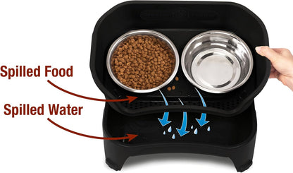 Neater Feeder Express Mess Proof Dog Bowls Elevated for Small Breeds under 15 Lb, Made in USA, No Spill Raised Dog Food Bowl Stand, Stainless Steel Food and Water Bowl Set, Feeding Station, Cappuccino