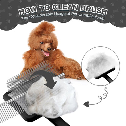 Large Slicker Brush for Dogs,Doodle Brush for Poodles, Goldendoodles, Labradoodle, Extra Long Pins for Detangling Matted Fur & Removing Tangle, Dog Grooming Kit with Wooden Handle. Black