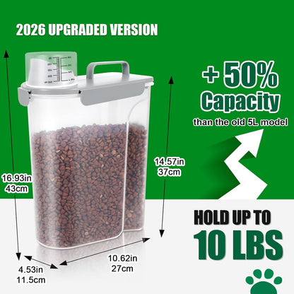 TBMax Dog Food Storage Container 5-7 lbs, Airtight Cat Food Container with Larger Spout & Measuring Cup, Portable Pet Food Storage Dispenser for Small Animal Kibble Storage, Bird Seed Container