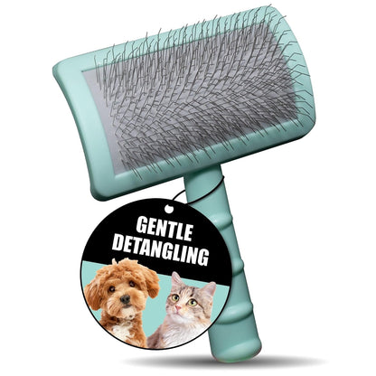 Tauro Pro Line Deshedding Slicker Brush for Dogs & Cats, Soft Pins for Gentle Dematting & Detangling, Grooming Tool for Long & Wavy Coats, Ideal for Spaniels, Non-Slip Grip, Purple, Large Size (L)
