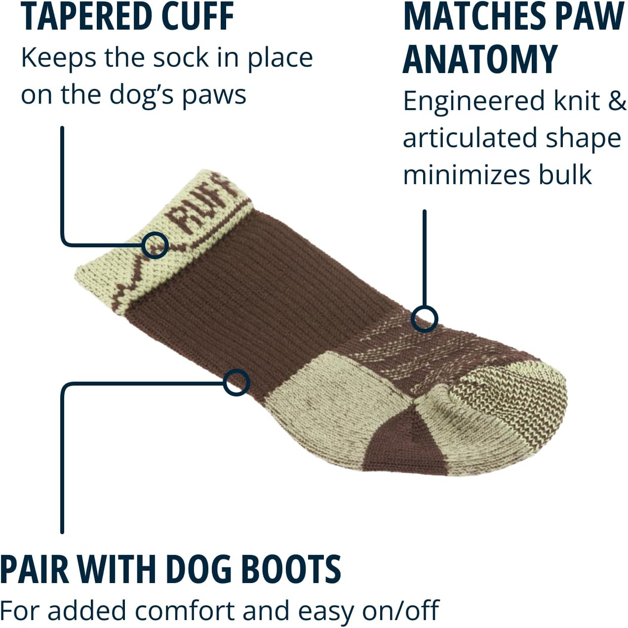 Ruffwear, Bark'n Boot Socks, Comfortable Dog Socks & Boot Liners, Earth Brown, 3.00 in/ 3.25 in