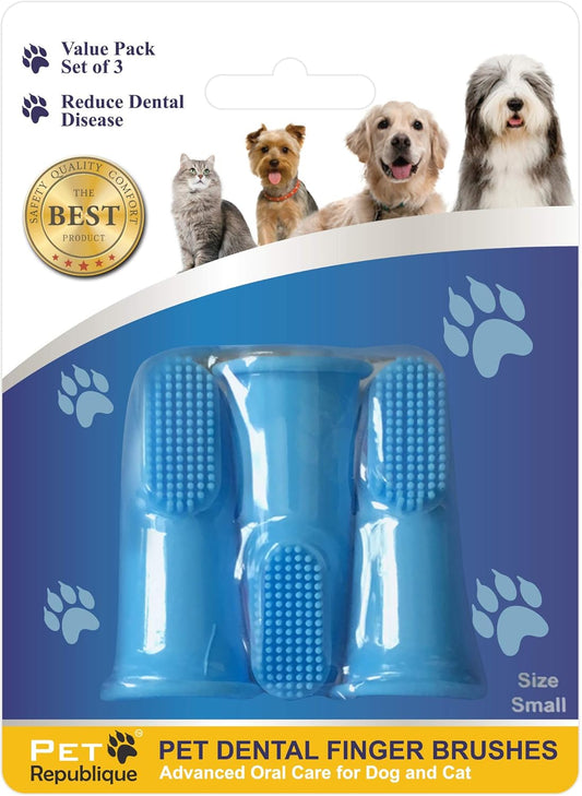 Pet Republique Dog Finger Toothbrush Set of 6 - Dental Hygiene Brushes for Small to Large Dogs, Cats, and Most Pets - Small Size Finger Opening