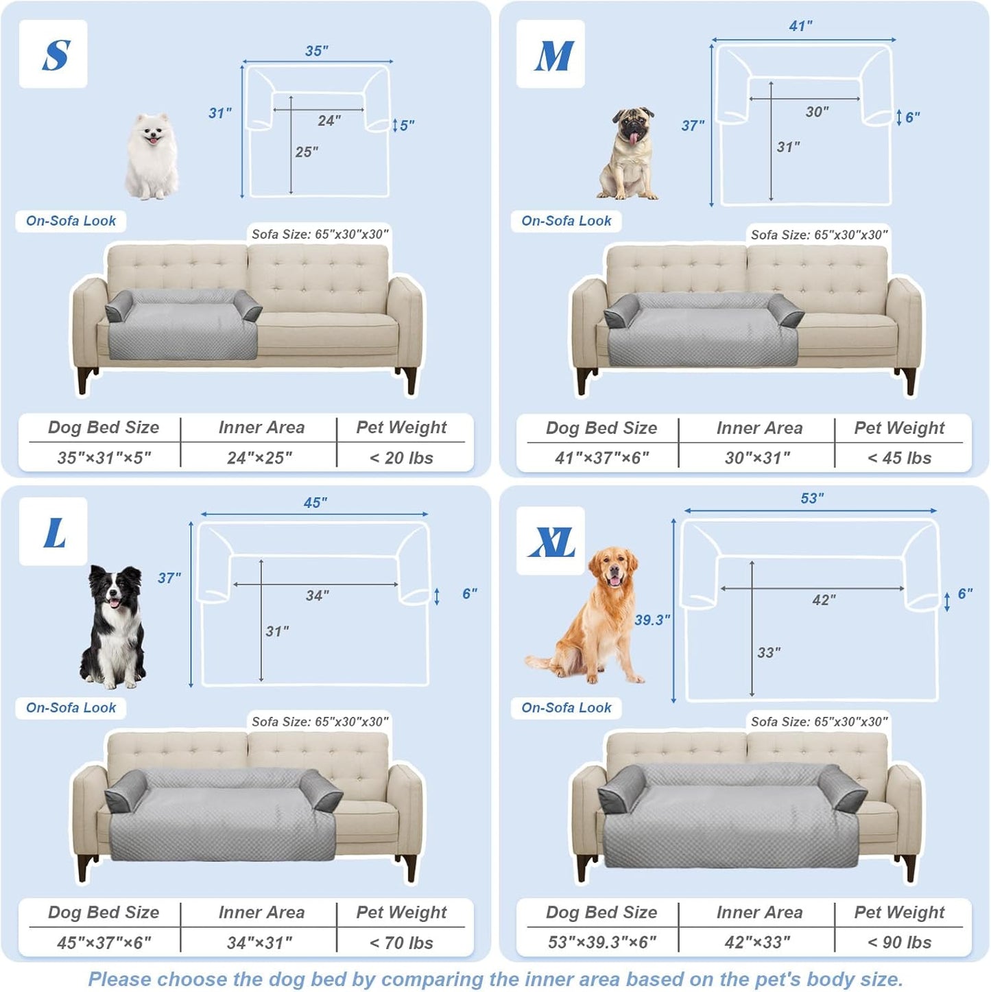 Calming Dog Bed Fluffy Plush Dog Mat for Furniture Protector with Removable Washable Cover for Large Medium Small Dogs and Cats (Large, Light Grey)