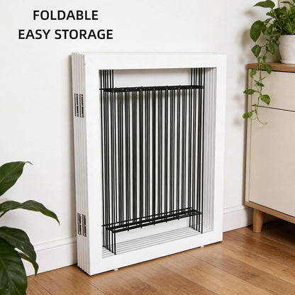 ZJSF Freestanding Dog Gate Indoor, Foldable Dog Fence for Doorways,Hallways or Stairs, Sturdy Wood Extra Wide Pet Gate with Support Feet,Black,24 "Height-3 Panels