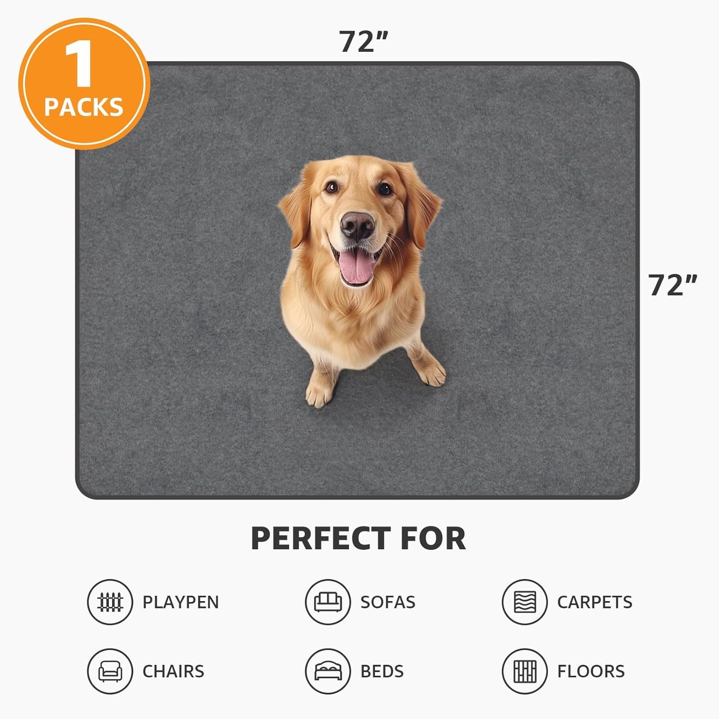 Dog Pee Pad Washable Extra Large, Instant Absorb Thicker Training Pads Non-Slip Pet Playpen Mat, Waterproof Reusable Floor Mat Ideal for Puppy Senior Dog Whelping Incontinence Housebreaking 65x48 Inch