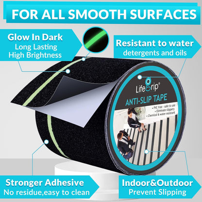 LifeGrip Anti Slip Transparent Anti Slip Tape, 4 inch by 30 feet, Non-Slip Traction Grip Tape to Tubs, Boats, Stairs, Clear, Soft, Comfortable for Bare feet (4" X 30')