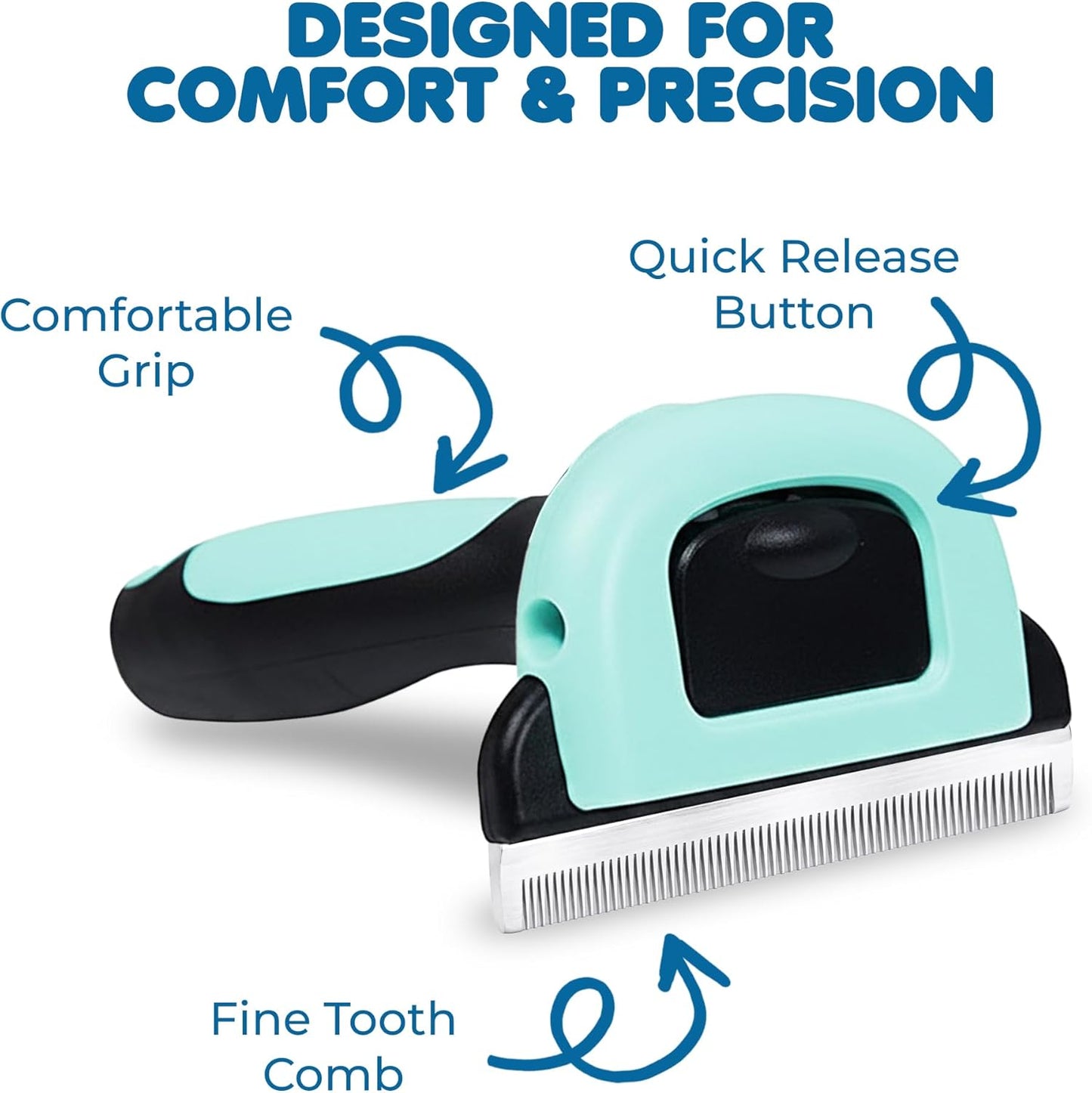 SunGrow Dog and Cat Deshedding Brush, Minimizes Shedding, Enhances Coat Health, Gentle on Skin, Suitable for Rabbits & Ferrets, 4" Steel Blade