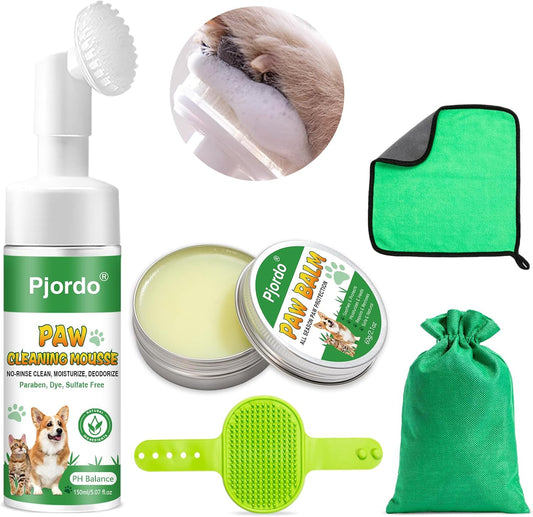 Pjordo Dog Paw Cleaner - No-Rinse Pet Paw Cleanser for Dogs, Repairs Dry Cracked Paws, Protector Kit for Pet Foot Care