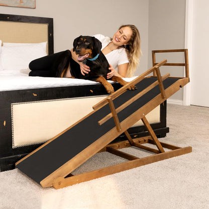 ABORON Antislip Dog Ramp, Adjustable Folding Pet Ramp for Small & Large Old Dogs & Cats, High Traction Portable Rubber Paw Ramps, Supports up to 200 lbs, Used for Bed Couch SUV, 39.3'' Long