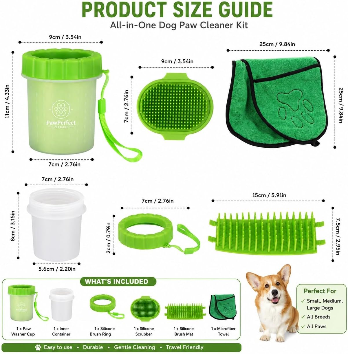 Dog Paw Cleaner Cup for Dogs – Paw Washer for Muddy Paws After Walks – Soft Silicone Scrubber Pet Paw Cleaner with Microfiber Towel – Portable Dog Paw Cleaning Kit for Small & Large Dogs
