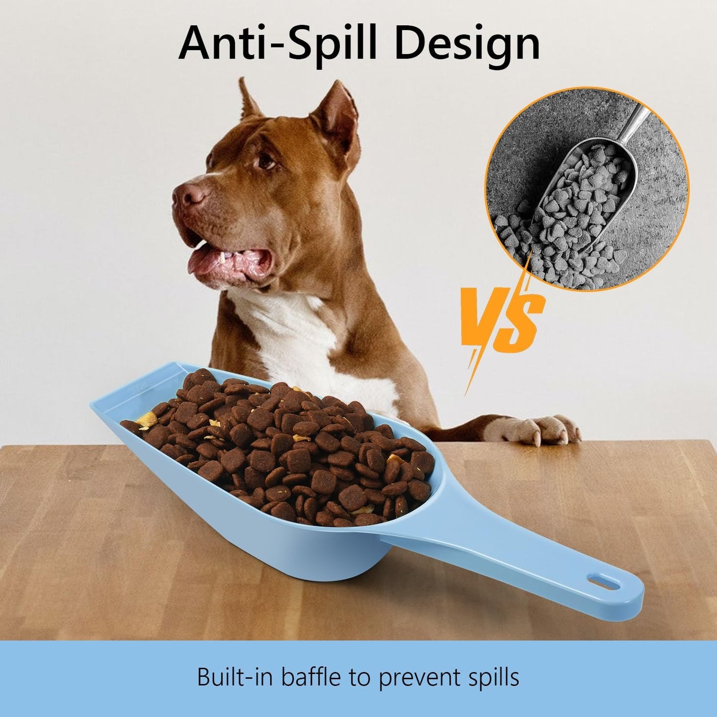 Food Scoop, Cup Capacity Dog Food Scooper With Measuring Lines For Dog, Puppy and Cat Coffee Bean Scoop, Flour Scoop 2 Pack (Grey)