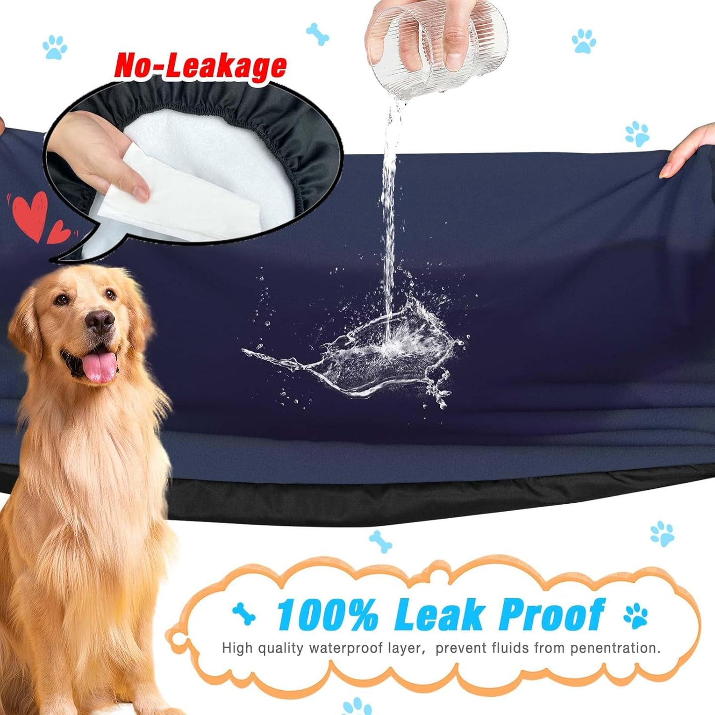 Dog Bed Covers Replacement Washable 100% Waterproof Dog Bed Sheets, Soft & Noiseless Pet Bed Cover, 2 Pack, 30" x 20" Beige