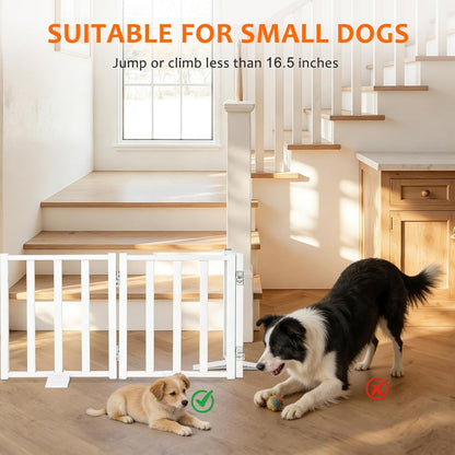 Snagle Paw Short Dog Gate,16.5" Tall Freestanding Metal Dog Gate Only for Small Dogs with Support Feet Easily Step Over,Up to 48" Wide Puppy Gate Indoor for Stairs,Doorways(Black,4 Panel)