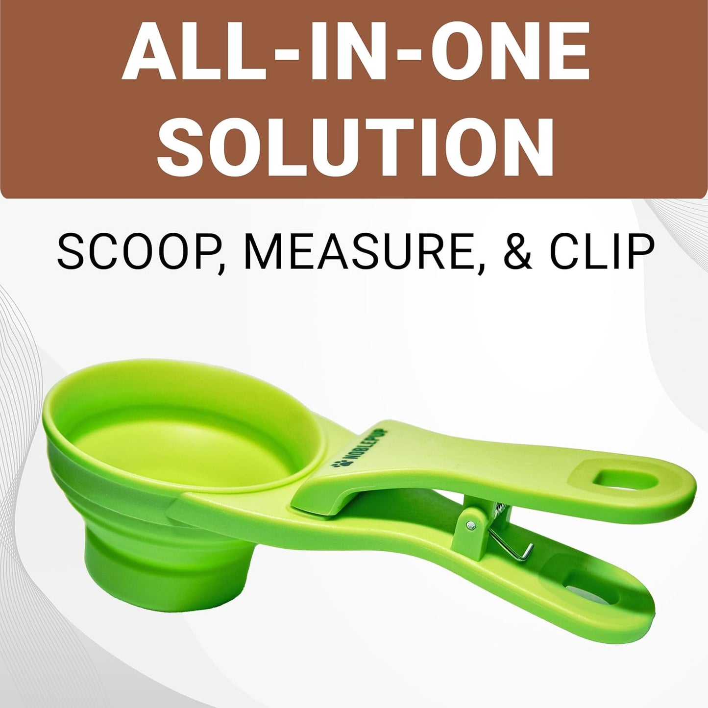 MeasureMate Pet Food Scoops with Bag Clip for Dog and Cat - 3-in-1 Multi-Function Collapsible Food Measuring Cup - 1 Cup Capacity, 8oz, Green - Dishwasher Safe