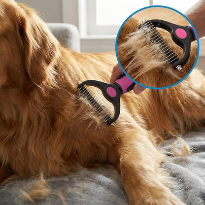 PETIMP STORE 4PCS Self Cleaning Slicker Brush, Pet Grooming Rake, Bath Brush & Massage Brush for Short/Long Haired Dogs, Cats & Horses, Pet Grooming Deshedding Tools - Pet Supplies (White Black)