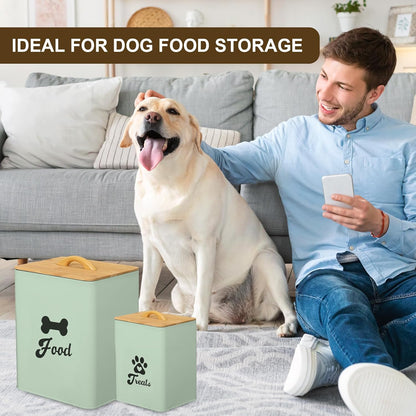 Dog Treat Container 2PCS, Dog Food Storage Container with Lids Airtight, Dog Treat Jars for Kitchen Counter-7+3Lbs, Small Dog Cookie Jar for Storage, (Upgraded) White