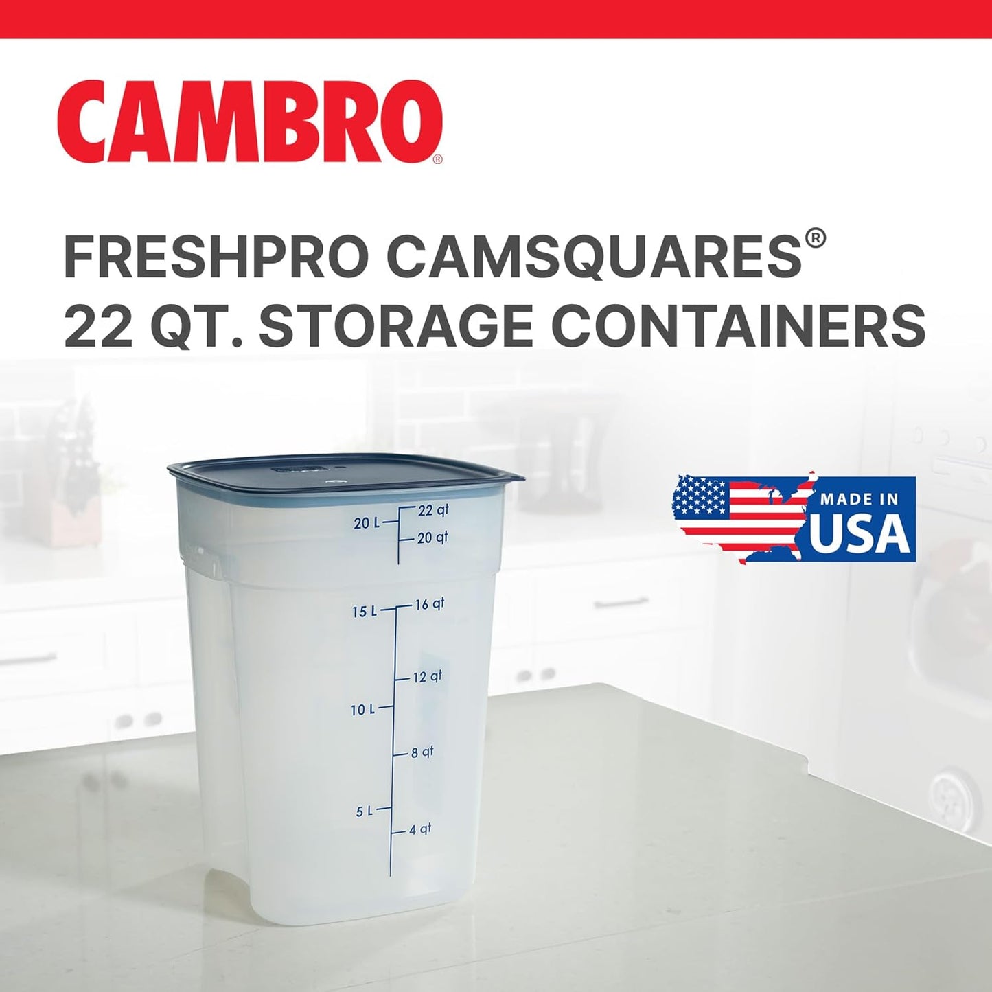 Cambro FreshPro 12 Quart (QT) Food Storage Container with Lid (Restaurant Grade) - for Food Prep, Commercial Kitchen, Pet and Dog Food Container (Translucent)