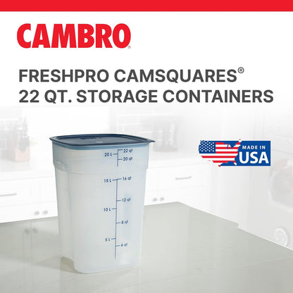 Cambro FreshPro 12 Quart (QT) Food Storage Container with Lid (Restaurant Grade) - for Food Prep, Commercial Kitchen, Pet and Dog Food Container (Translucent)