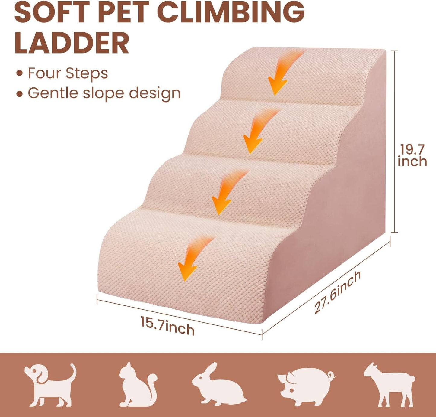 Dog Stairs for Small Dogs, 3 Tiers High Density Foam Dog Ramp, Extra Wide Non-Slip Pet Steps for High Beds Or Couch, Soft Foam Doggie Ladder for Dogs Injured, Older Pets, Small Cats