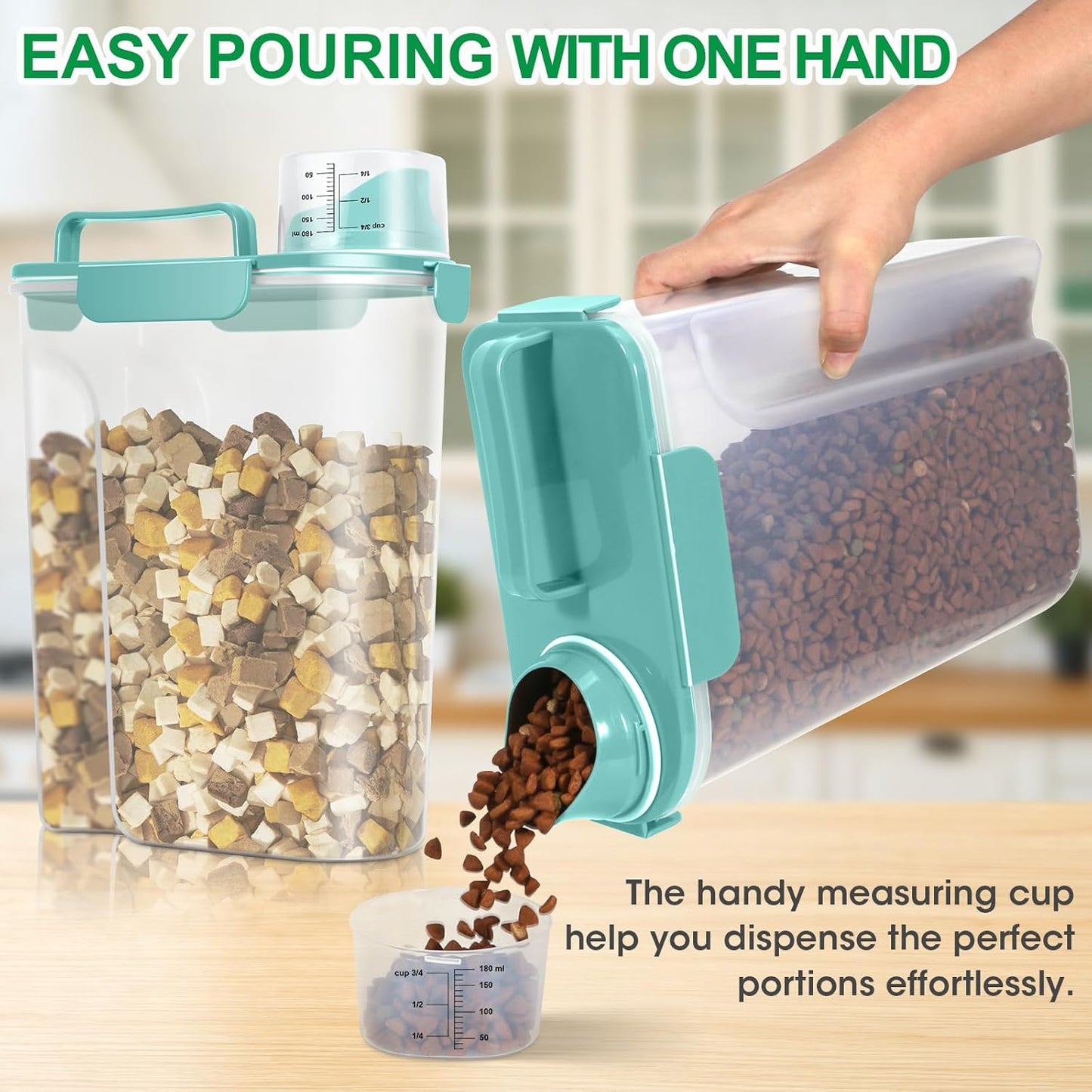 TBMax Dog Food Storage Container 5-7 lbs, Airtight Cat Food Container with Larger Spout & Measuring Cup, Portable Pet Food Storage Dispenser for Small Animal Kibble Storage, Bird Seed Container