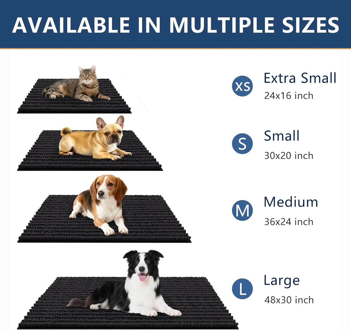 Smiry Dog Door Mat for Muddy Paws 30x20, Extra Soft Absorbent Chenille Doormat, Trap Moisture and Dirt, Non-Slip Machine Washable Front Door Mat for Indoor Entrance Inside Floor, Grey
