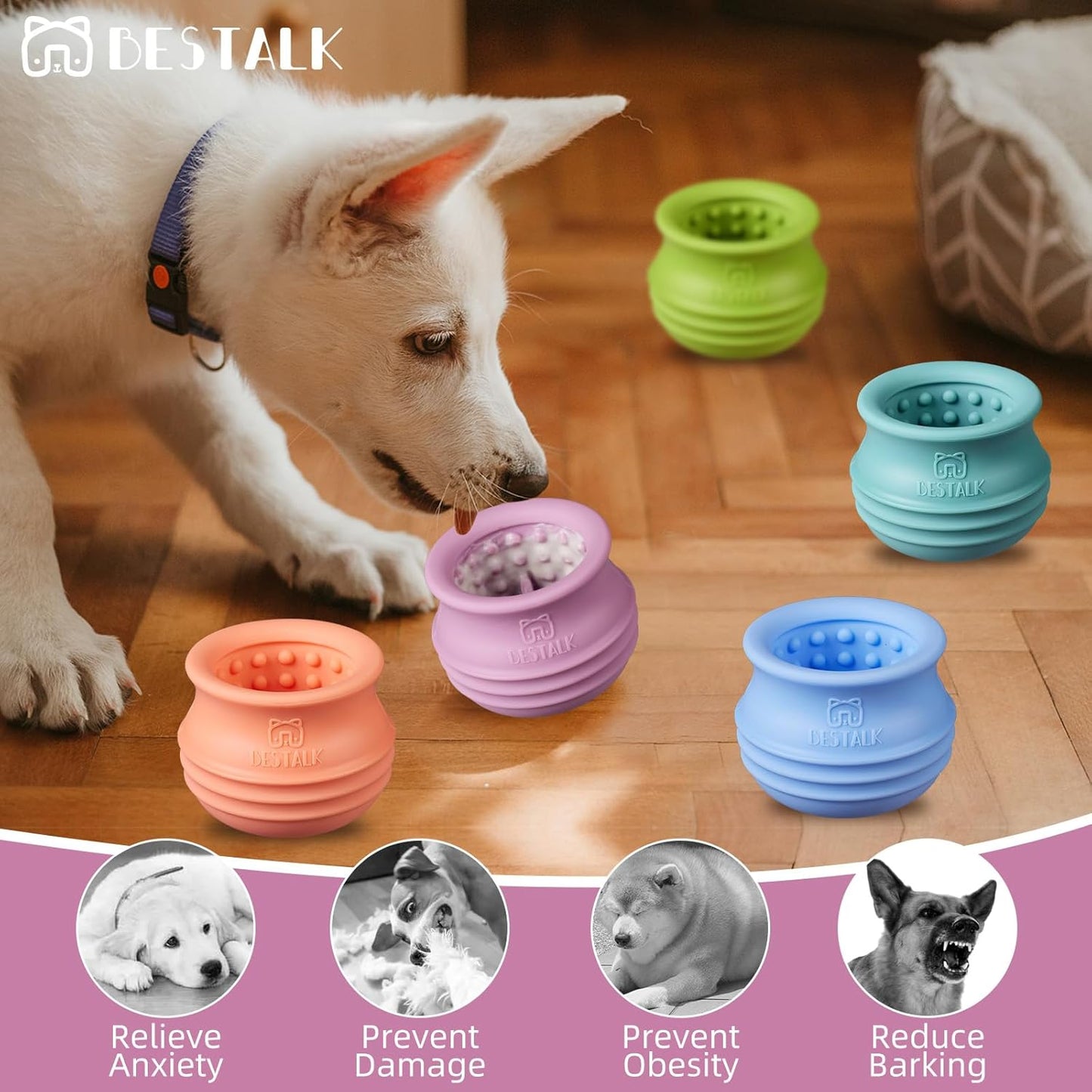 Dog Enrichment Treat Toy, Long-Lasting Wobbly Interactive Freeze Lick Toys for Dogs, Stuffable Puzzle Feeder Toy for Boredom, Silicone Treat Dispensing Chew Toy (Baby Blue,S)