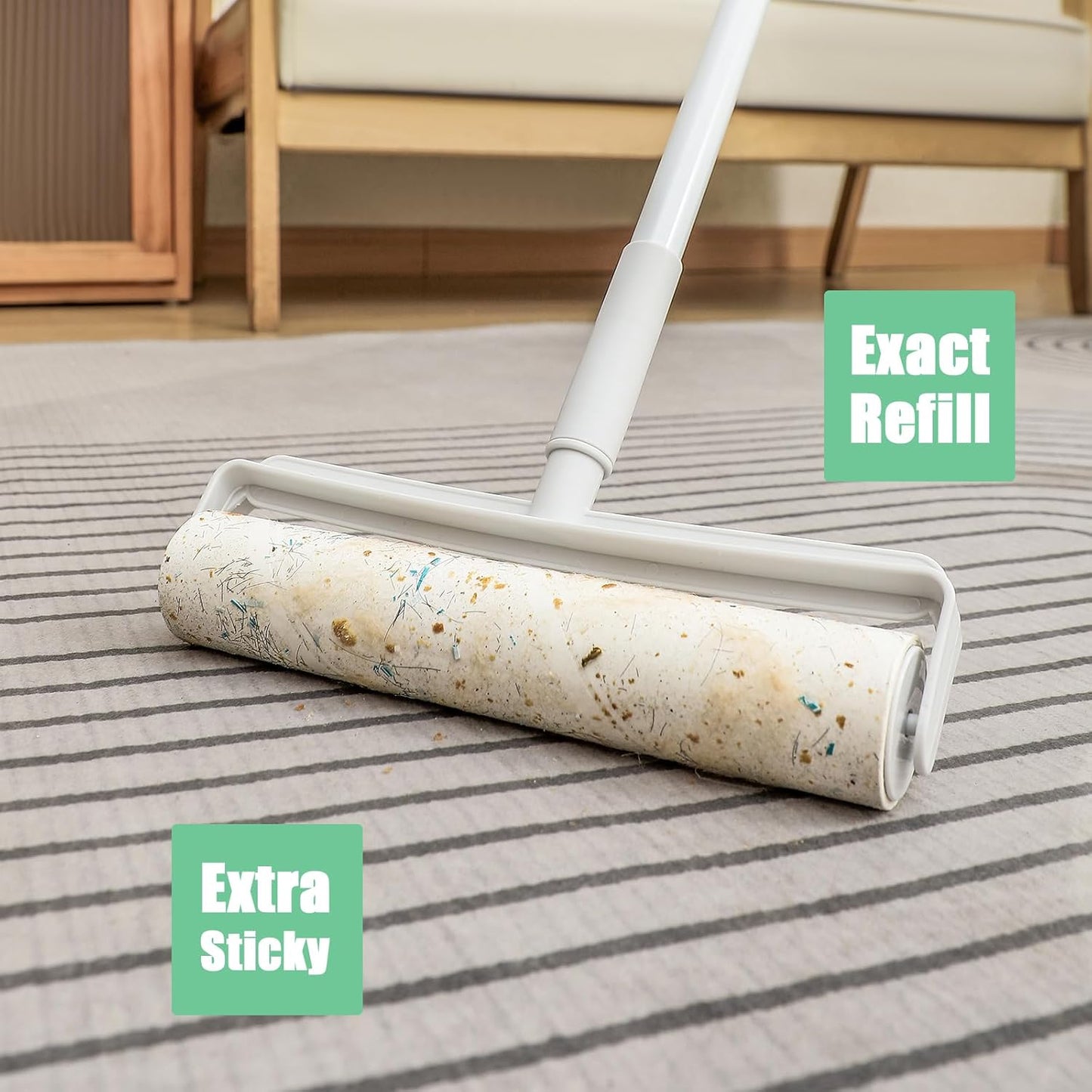 7.5 inch Lint Roller Refills Only, Pet Hair Remover Refills for Clothes Carpet Floor Couch, Extra Sticky Lint Brush Roller Refills, Pack of 5 Rolls, Total 300 Sheets (7.5'' Wide)
