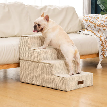 Aodisman Dog Stairs for Small Dogs, 3-Step Non-Slip Pet Stairs for Couch Sofa and Chair, Dog Bed Stairs for Puppy, Older Cat,Grey,13.6" H
