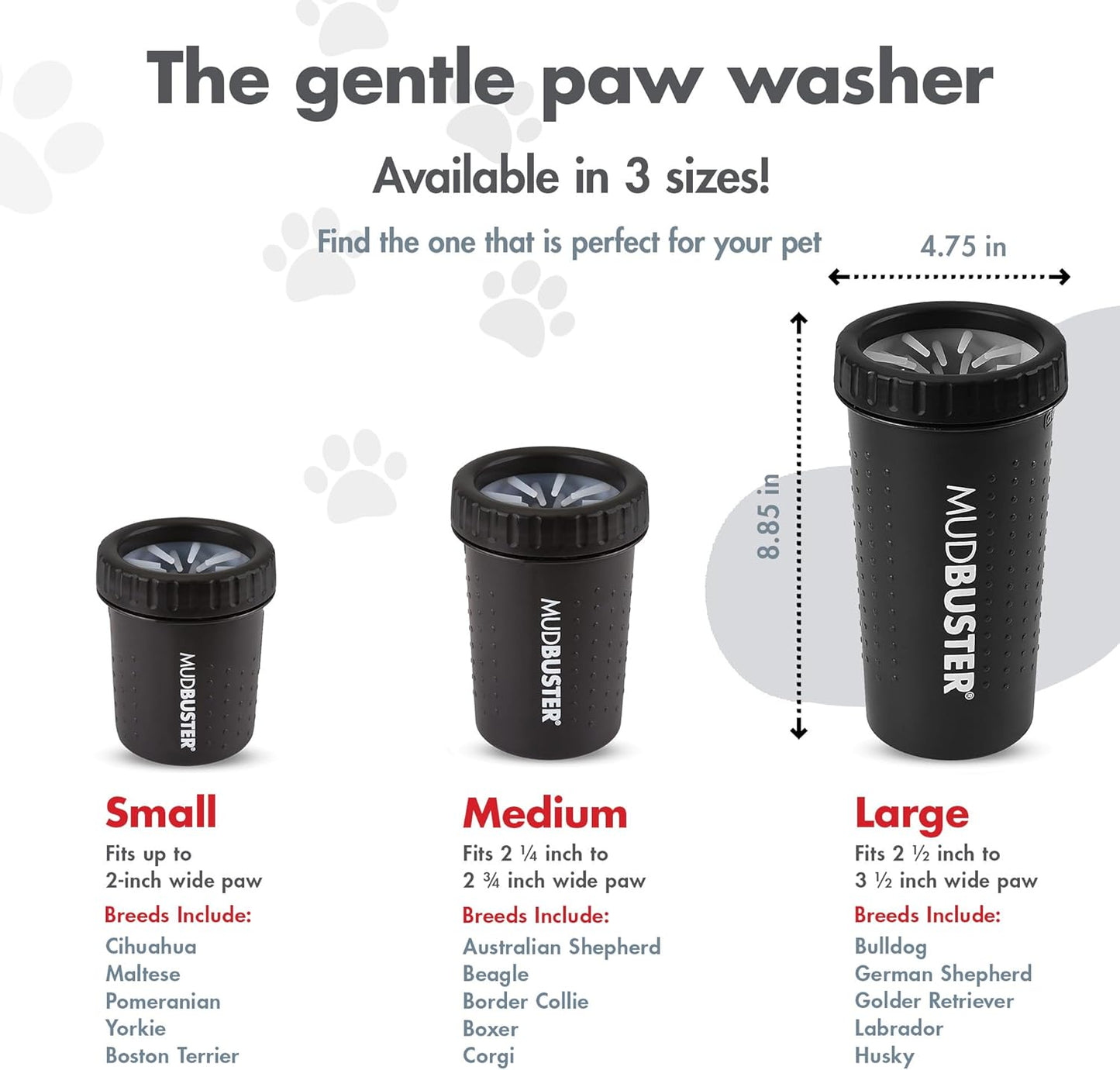 Dexas MudBuster Medium Dog Paw Cleaner in Fuchsia - Fits 1.5"-2.5" Wide Paws, Portable Paw Washer for Muddy Paws, Dog Paw Cleaning Cup with Gentle Silicone Bristles, Quick Clean Pet Paw Washer