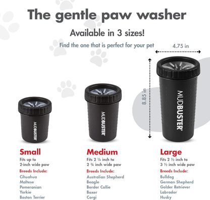 Dexas MudBuster Medium Dog Paw Cleaner in Fuchsia - Fits 1.5"-2.5" Wide Paws, Portable Paw Washer for Muddy Paws, Dog Paw Cleaning Cup with Gentle Silicone Bristles, Quick Clean Pet Paw Washer