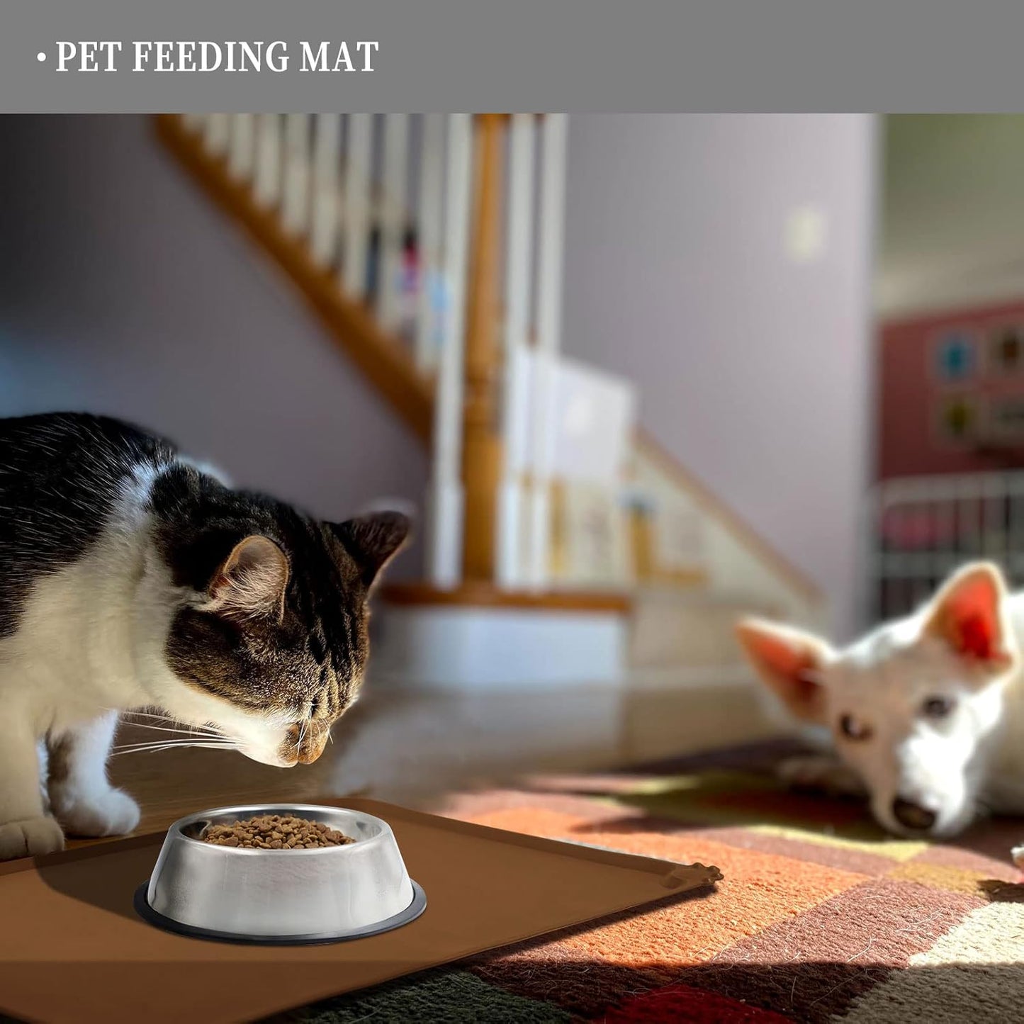 Reopet Waterproof Pet Feeding Mat, Non-Slip Silicone Placemats for Dog Cat Food and Water Bowl, High Raised Edges to Prevent Spills and Protect Floors