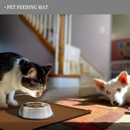Reopet Waterproof Pet Feeding Mat, Non-Slip Silicone Placemats for Dog Cat Food and Water Bowl, High Raised Edges to Prevent Spills and Protect Floors