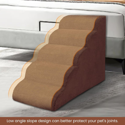 Dog Stairs for Small Dogs, 3 Tiers High Density Foam Dog Ramp, Extra Wide Non-Slip Pet Steps for High Beds Or Couch, Soft Foam Doggie Ladder for Dogs Injured, Older Pets, Small Cats
