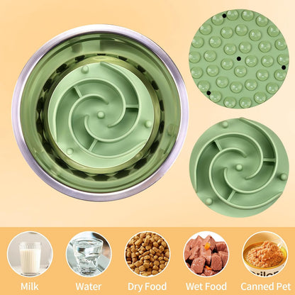 Slow Feeder Dog Bowls Insert, Bestalk Soft Silicone Slow Eating Feeder Insert with Suction Cups for Small, Medium and Large Dogs, Fit into Basic and Elevated Dog Bowls, Dark Blue