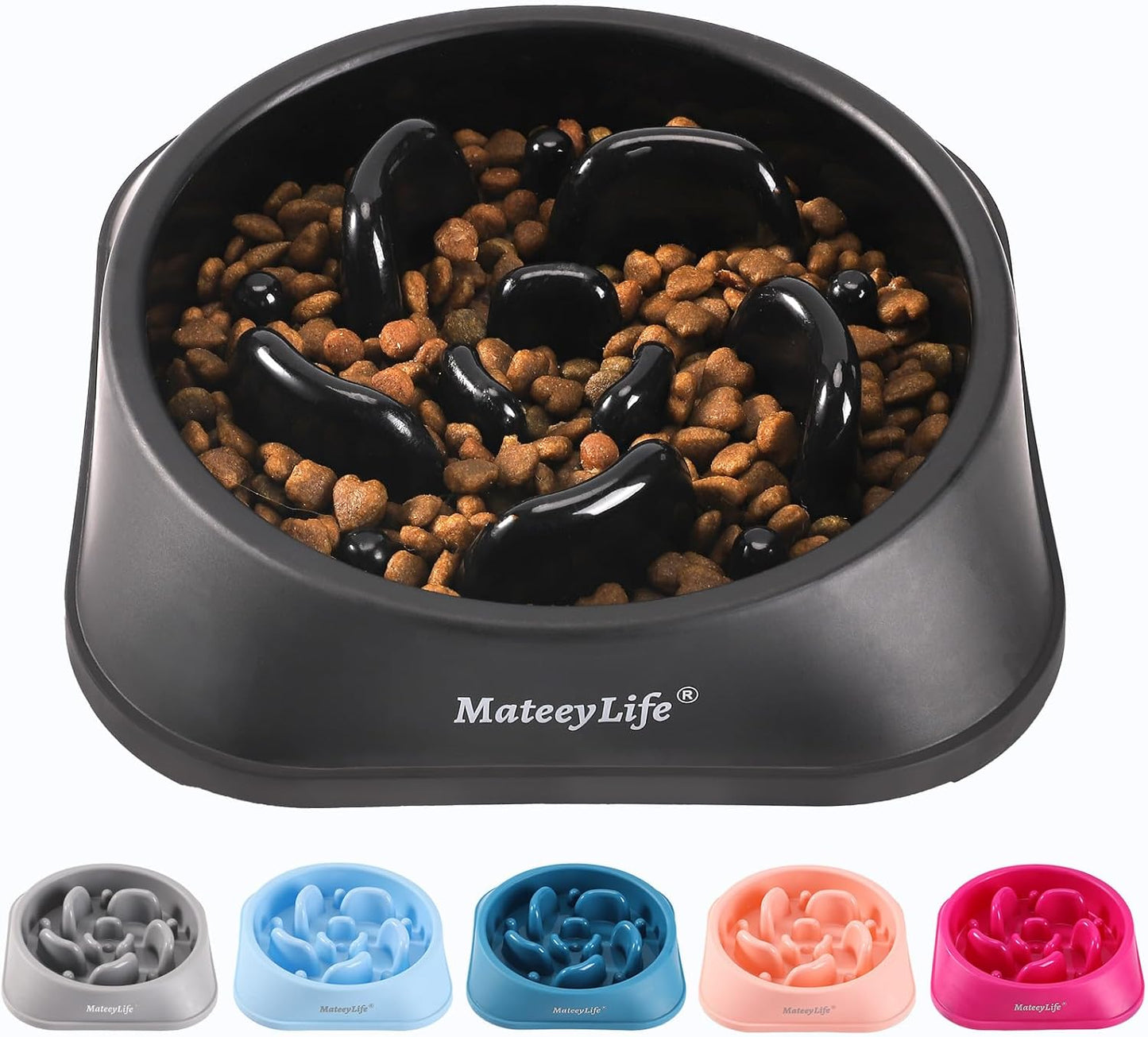 MateeyLife Slow Feeder Dog Bowls 2PCS, Anti-Choking Puzzle Dog Food Bowls, Anti-Slip Interactive Feeding Slow Down Eating, Bloat Stop Maze Dishes for Medium Breeds Pink&Purple