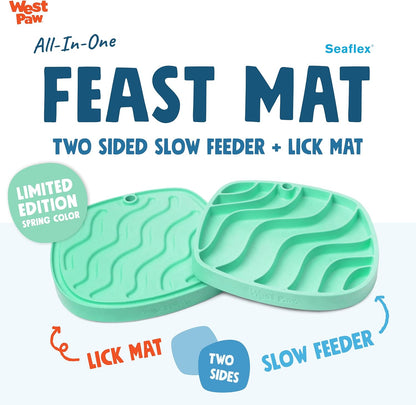 West Paw Seaflex Bubbles Feast Mat – All-in-One, Slow Feeder, Lick Mat – Encourages Foraging & Food Exploration - Engages Picky Eaters & Slow Feeding - Versatile – Easy to Clean, Non-Toxic - Tropic