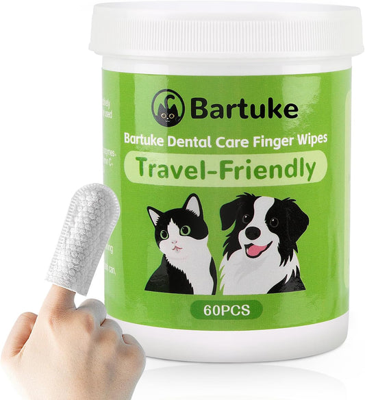 Pet Teeth Cleaning Wipes for Dogs & Cats, 60 Counts Pet Dental Care Finger Wipes Remove Bad Breath, Plaque, Tartar Buildup, Disposable Dog Finger Toothbrush Wipes Effective Teeth Cleaner