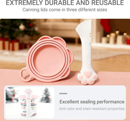 Pet Food Can Lids And Spoon,Pet Food Can Covers, One Fit 3 Standard Size Cans,For Dog And Cat Food Cans,Pink
