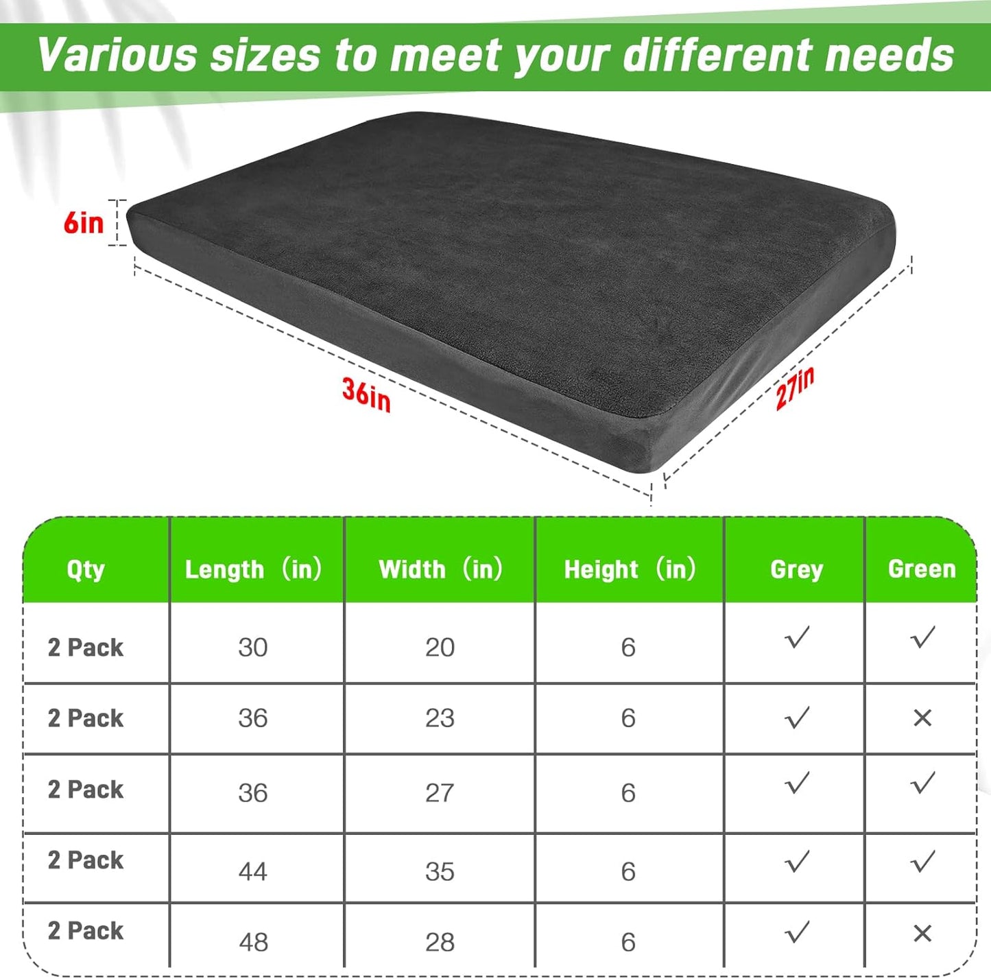 Dog Bed Covers Replacement Washable 100% Waterproof Soft Dog Bed Sheet Grey 2 Pack 42" x 28" L