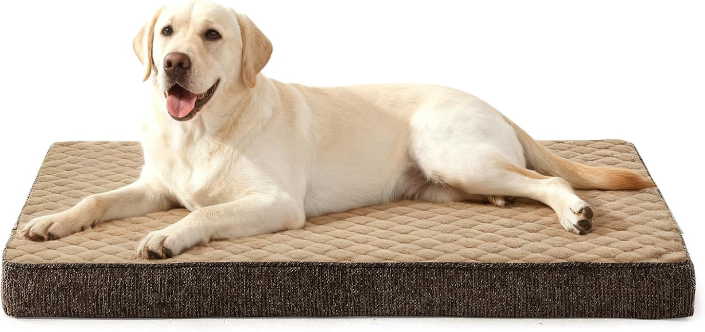 JOEJOY XL Dog Beds Large Sized Dog, Orthopedic Big Dogs Crate Bed with Washable Removable Cover, Extra Thick Egg-Crate Memory Foam Pet Beds up to 80 lbs, Grey, 41"x27"