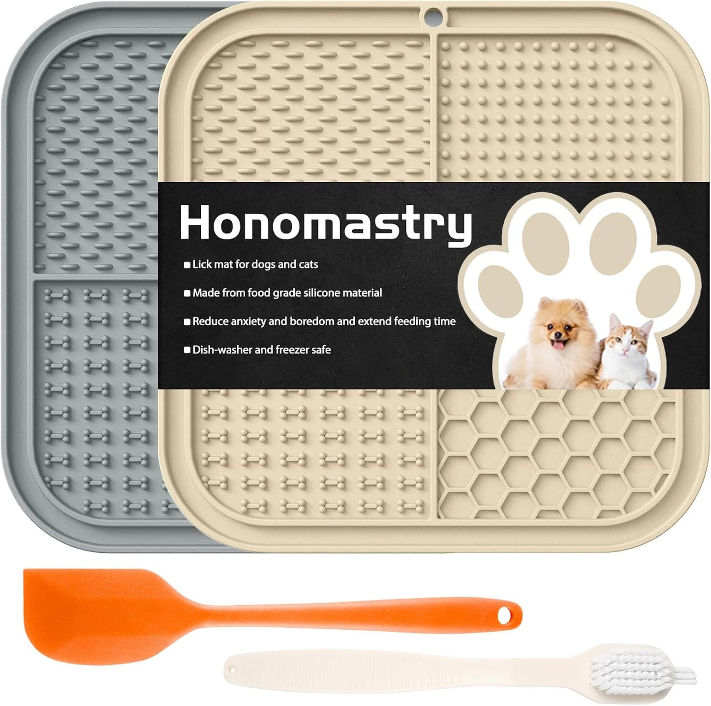 Honomastry Lick Mat for Dogs, Premium Lick Pad with Suction Cups for Dog Anxiety Relief, Slow Feeder Dog Bowls, Bathing, Grooming and Training.